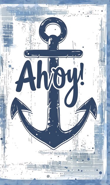 Photo design of nautical themed postcard with anchor frame ahoy text maritim concept idea creative art