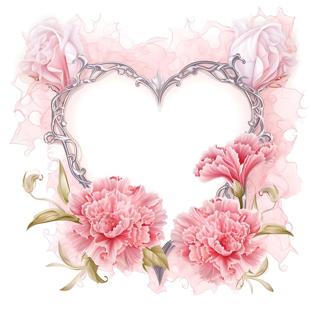 Design of Carnation Love Letter Tissue Paper Feminine Floral Love Lett Clipart T-shirt Frame Decor