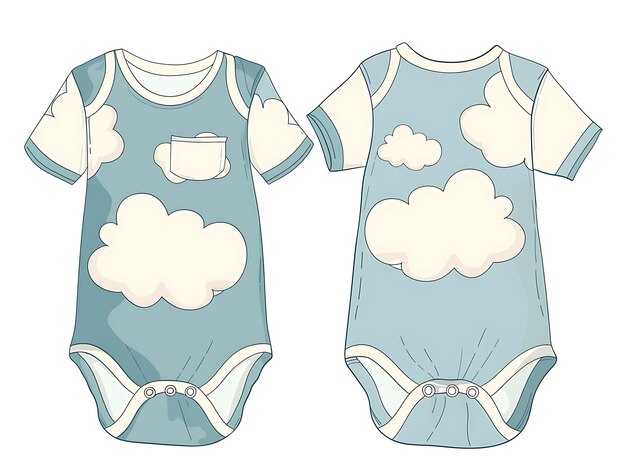 Design of Onesie With Cloud Shaped Pockets Featuring a Sky Ins Outline Collage Art Concept Idea