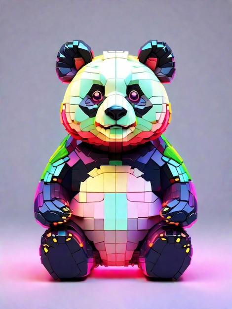 Design a panda bear with pixel shapes