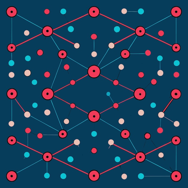 design of a pattern where thin lines connect small evenly spaced dots in a gridlike arrangement