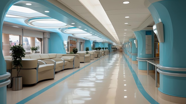 AI로 생성된 현대 병원의 현대 의료 센터 복도 설계 프로젝트