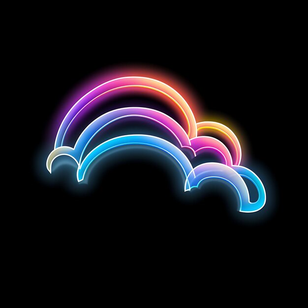 Design of Rainbow Vibrant Colors Arching Neon Lines Clouds Arching Neo Clipart Tshirt Design Glow