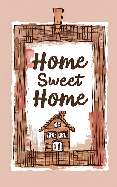 Foto progettazione di cartolina di fattoria rustica con cornice in legno home sweet home concept idea arte creativa