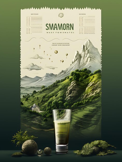 Photo design of san marino sambuca shot glass torta tre monti hills sage gre poster flyer menu figma web