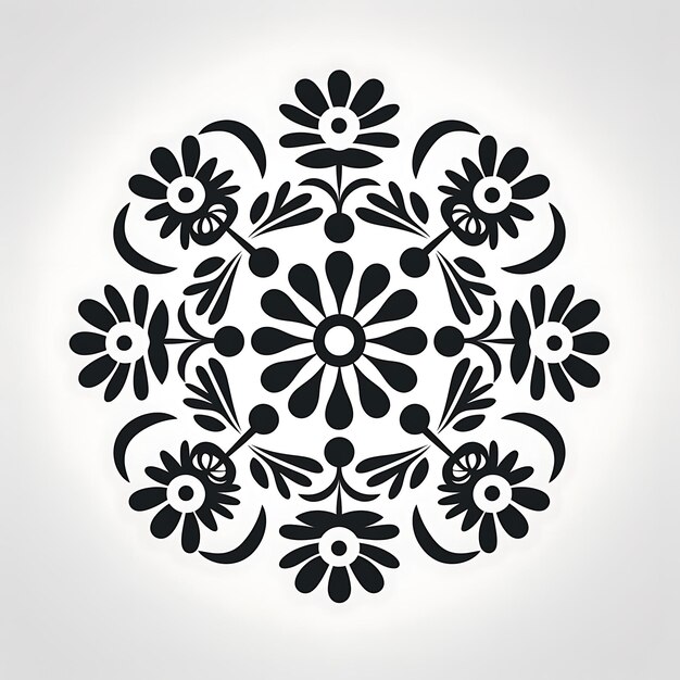 Design of Scandinavian Folk Art Frame With Floral Rosettes and Geometr Tatoo CNC Laser Tshirt 2D