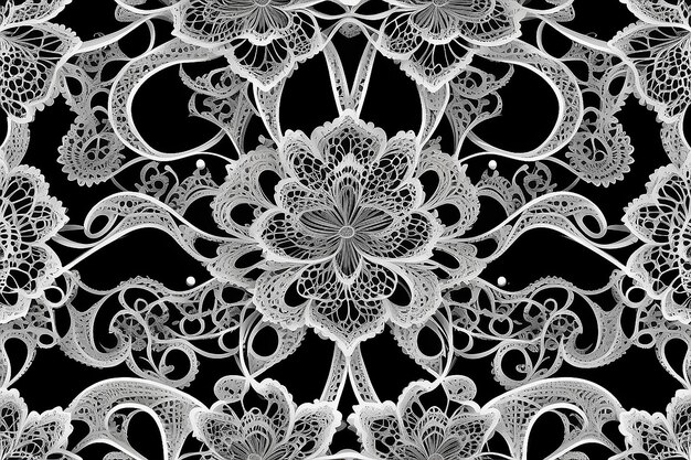 Design seamless monochrome lacy pattern Abstract decorative background Vector art No gradient