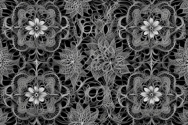 Design seamless monochrome lacy pattern Abstract decorative background Vector art No gradient