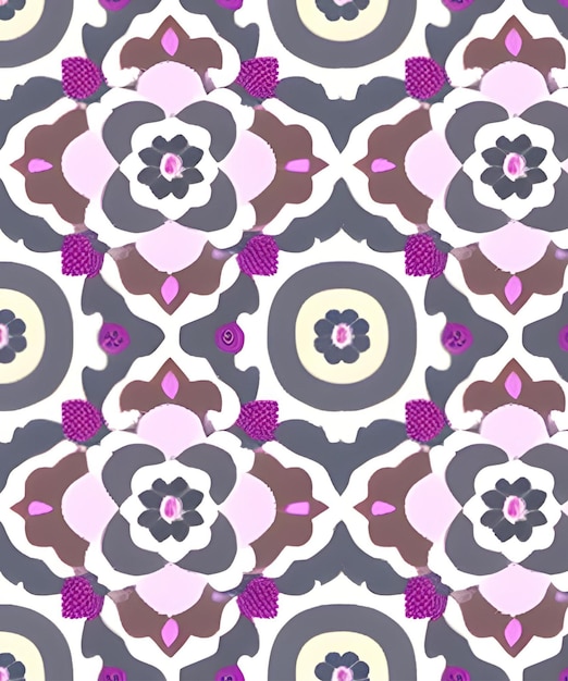 Photo design sem npattern for wallpaper with balls in pink gray and white tones and flowers