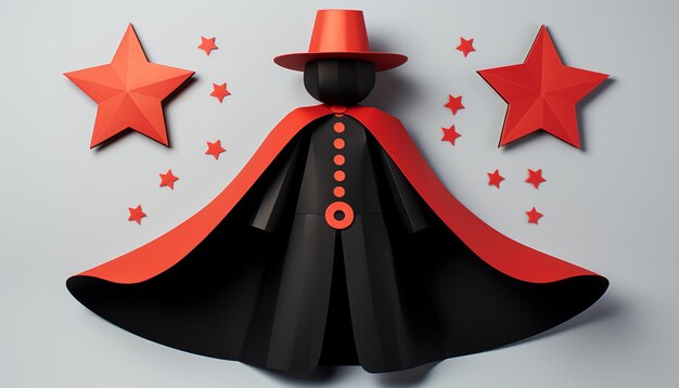 Photo design a series of 3dprintable costume pieces for a young magician including a cape hat gloves and a bow tie add playful details l 3