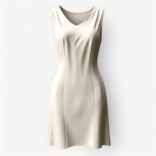 Design of Sheath Dress Crepe or Stretch Fabric Fitted Form Design Styl Isolated on White BG Blank