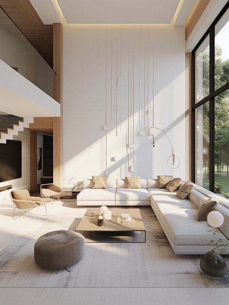 Design Simple Italian style villa spacious living room