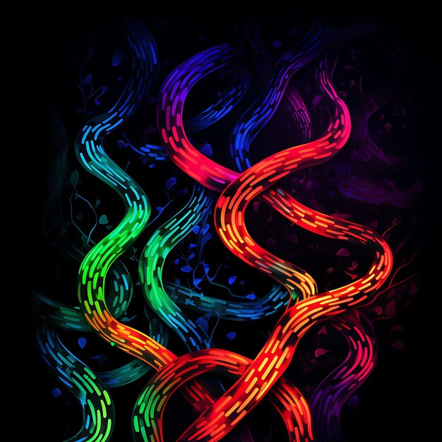 Photo design of snake enigmatic jungle serpentine neon lines tree branches s clipart tshirt design glow