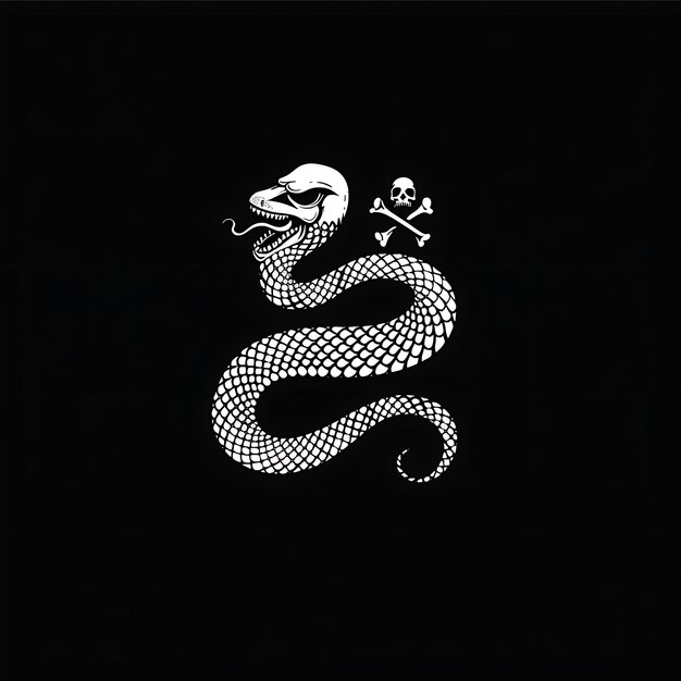 Design of Snake Logo With Sleek and Curvy Shape Decorated With Skulls Creative Simple Minimal Art