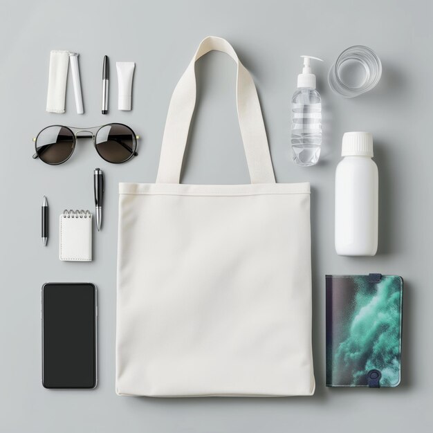 Foto spazio di progettazione su un modello di borsa in bianco