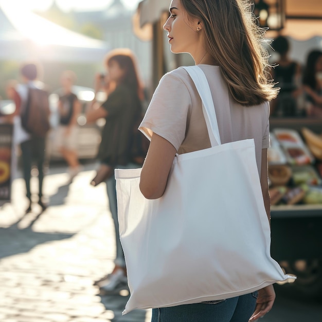 Design space on blank tote bag mockup shopping paper bag mockup