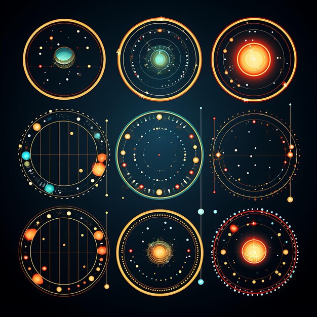 Design of Space Borderline Planets Stars Rockets Galactic Colors Dotte Clipart Footer Header Art