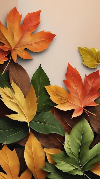 Design space decorated with leaves website banner template