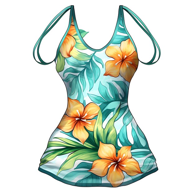 Design of Swimsuit Designed in a One Piece Silhouette With a Halter Ne Isolated on White BG Blank