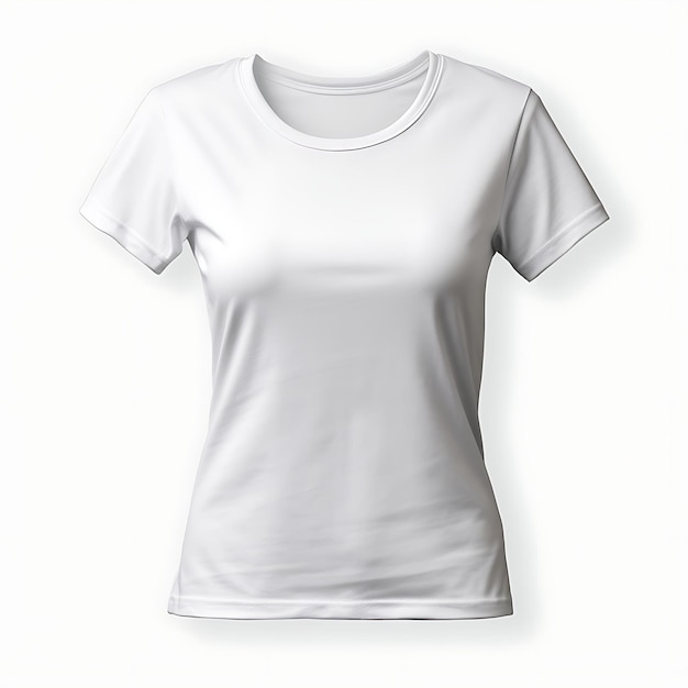 Design of T Shirt Constructed From Organic Cotton With a Crew Neckline Isolated on White BG Blank