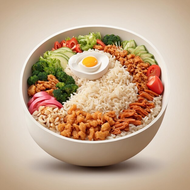 Design take away rice meal bowl ai