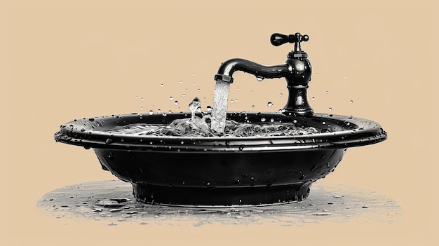 Photo the design of the tap water icon is black and white