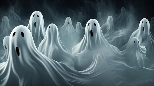 Design template for halloween realistic ghosts background