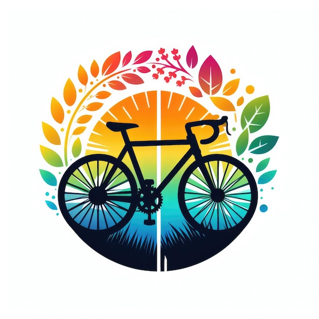Photo design template human silhouette on colorful bike