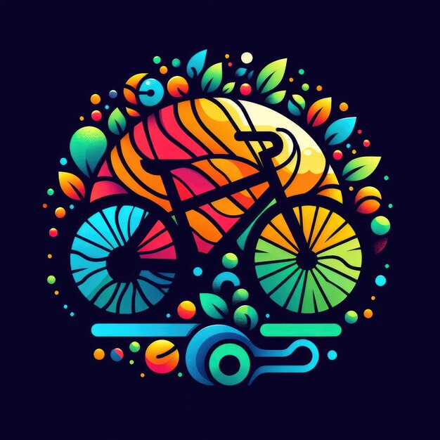 design template Human silhouette on colorful bike