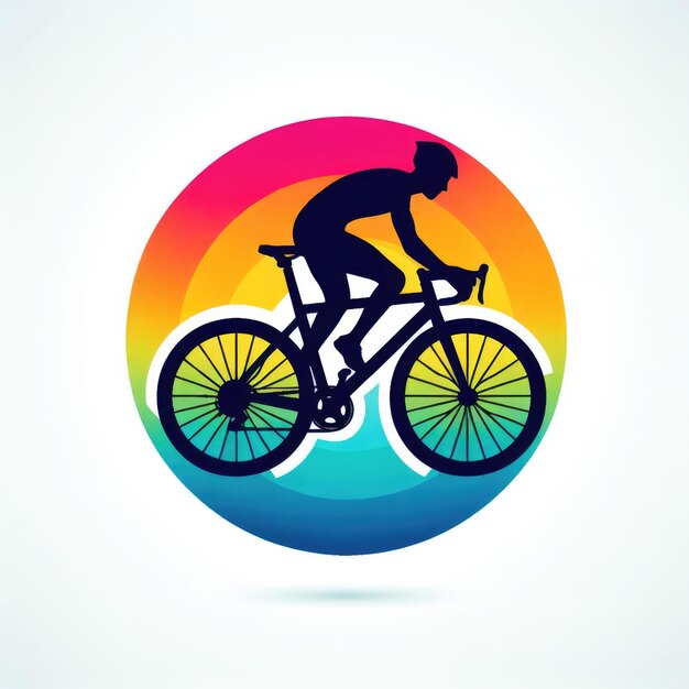 Photo design template human silhouette on colorful bike