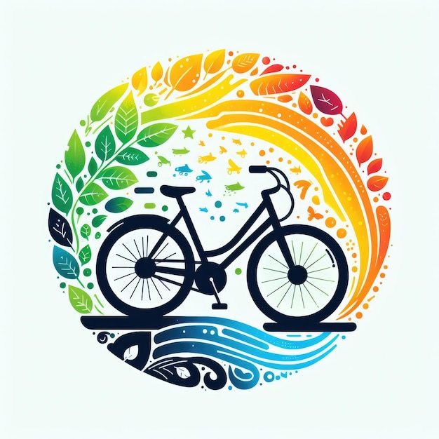 design template Human silhouette on colorful bike