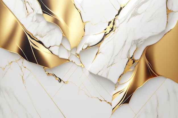 Дизайн текстуры с золотыми прожилками в красивом роскошном белом мраморе