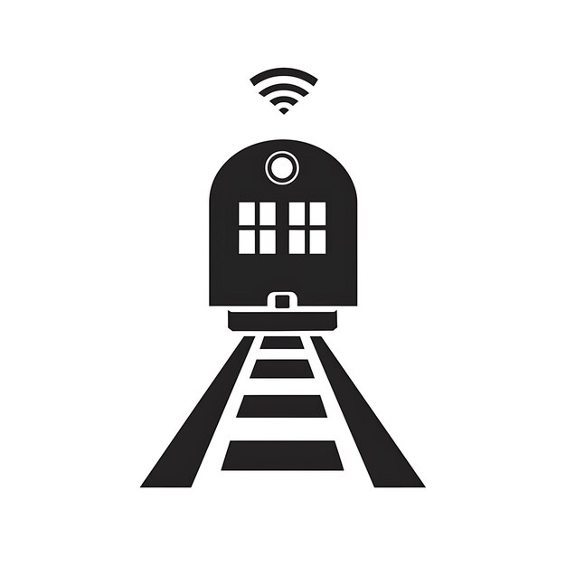 Design of Train Logo With Elongated Shape Decorated With Tracks and Wi Creative Simple Minimal Art