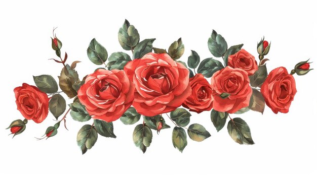 Foto disegno per una maglietta stampata con rose rosse fiori rossi isolati su bianco