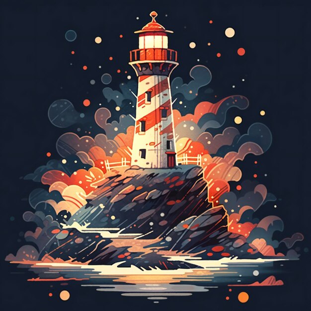 Photo design a unique and creative lighthouse mashup with a cross