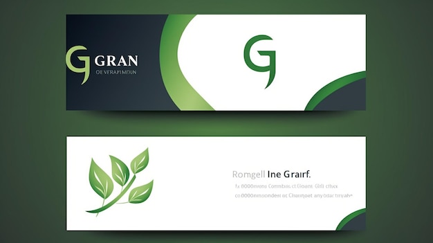 Design van het logo met het groene blad en de letter G