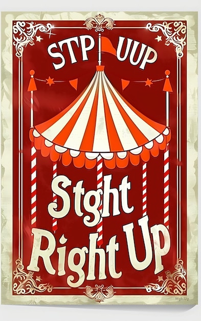 Photo design of vintage circus postcard with circus tent frame step right up concept idea creative art