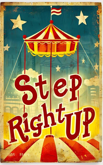 Design of Vintage Circus Postcard With Circus Tent Frame and Text Step Concept Idea Creative Art