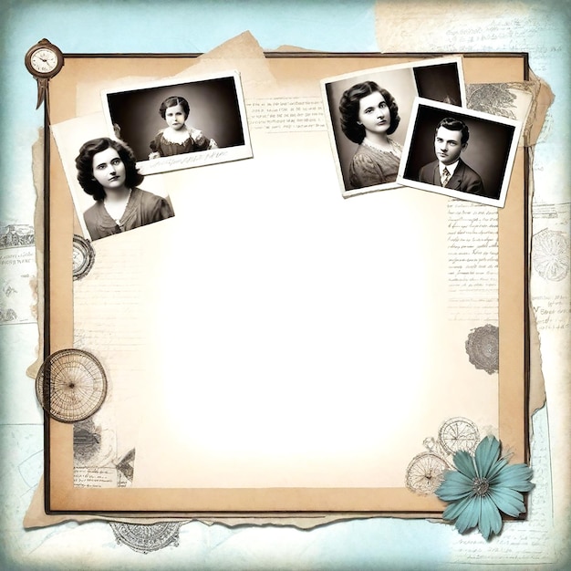 Design a vintage collage frame background