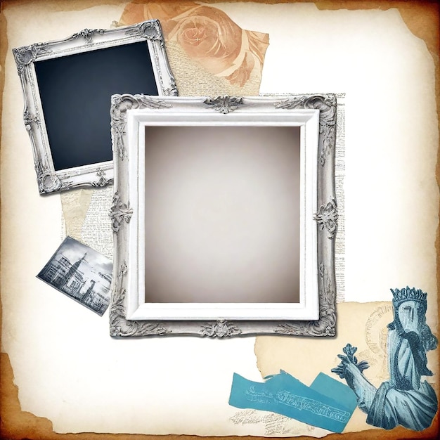 Design a vintage collage frame background