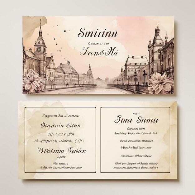 Design of vintage postcard style wedding invitation card rectangular s 2d art flat clipart typo