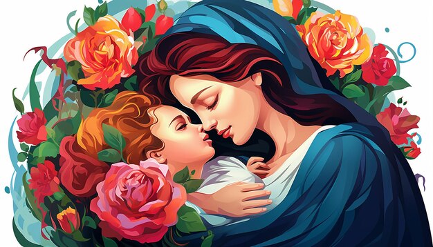 Design of virgin maria vector image mothers day