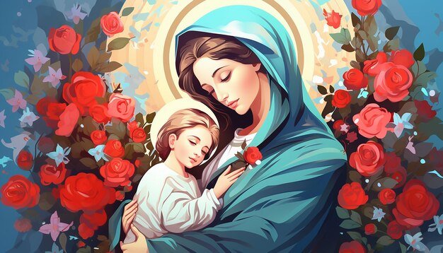 Design of virgin maria vector image mothers day