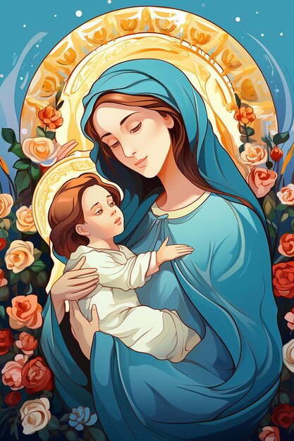 Design of virgin maria vector image mothers day