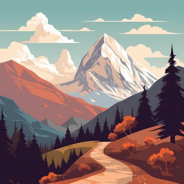 Design a visually stunning scene that captures the majestic beauty of a mountain Generative ai