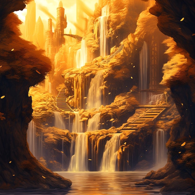 Photo design of waterfall