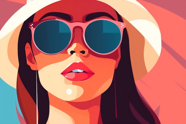 Photo design woman fashion poster girl modern glasses style concept portrait illustration generative ai