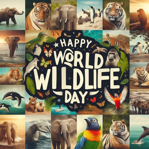 Photo design for world wildlife day and world animals day