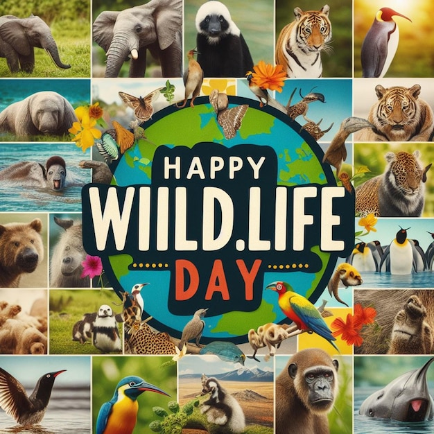 Photo design for world wildlife day and world animals day