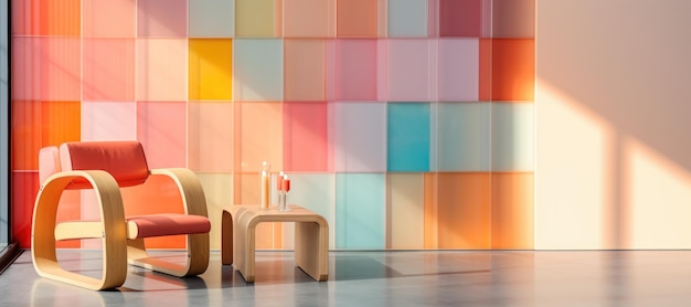 Designed furniture style geometric wood pastel clear background Generative AI